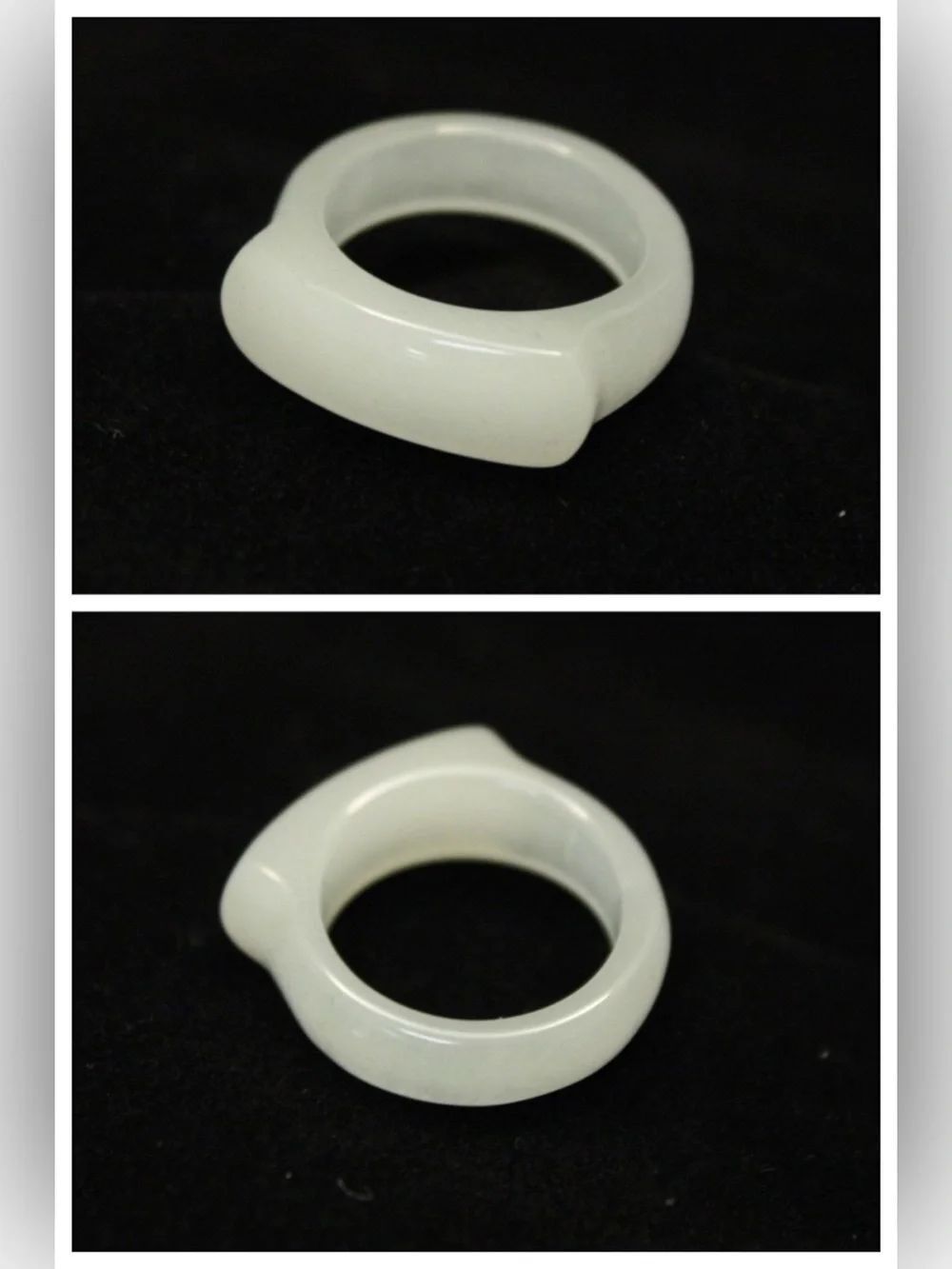 Authentic Natural White Jadeite Jade Saddle Ring | Translucent Band